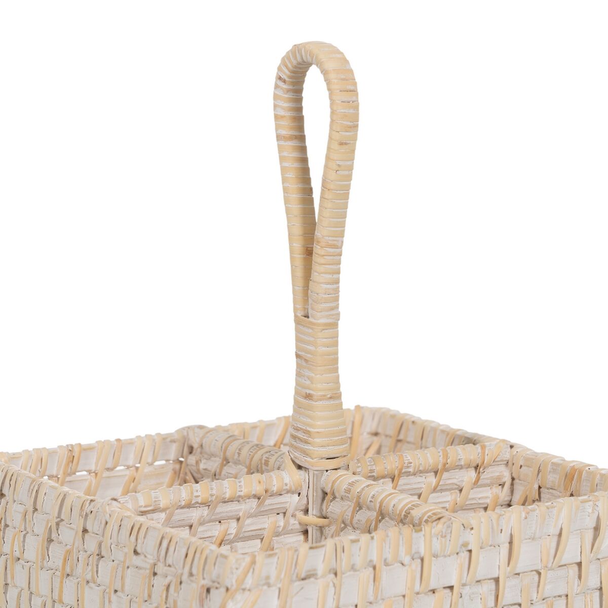 Cesto para talheres Branco Bambu Rotim 19 x 19 x 27 cm